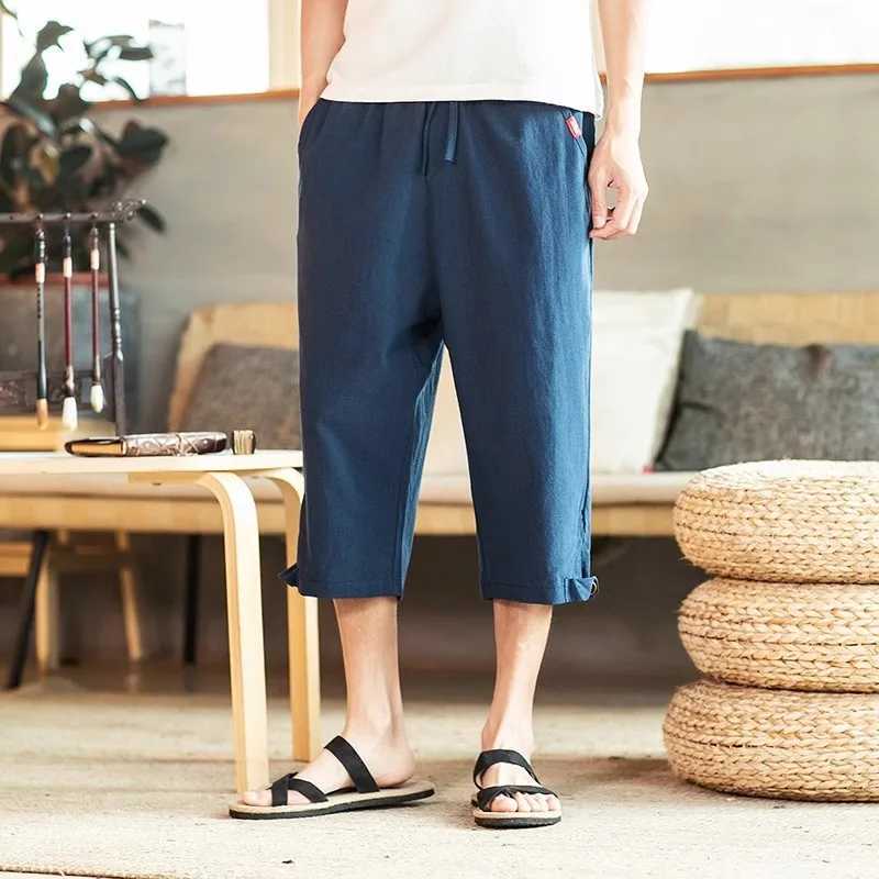 2023 Summer Harem Pants Men Short Joggers Chinese Style Calf-Length Casual Baggy Pants Male Capris TrousersXJ241226