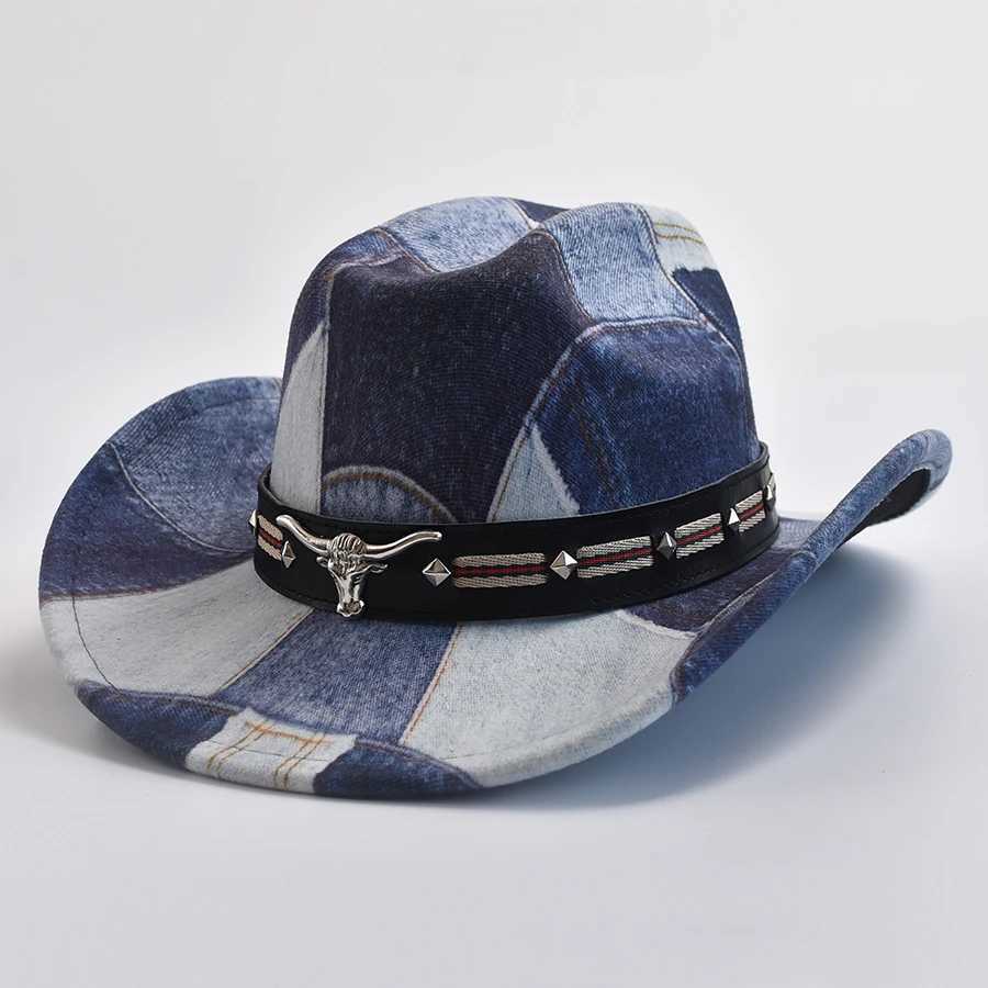 Retro Western Mens Cowboy Hat 8CM Wide Brim Gentlemens Jazz Hat Panama Cowboy Hat Sombrero Hombre Cs W241225
