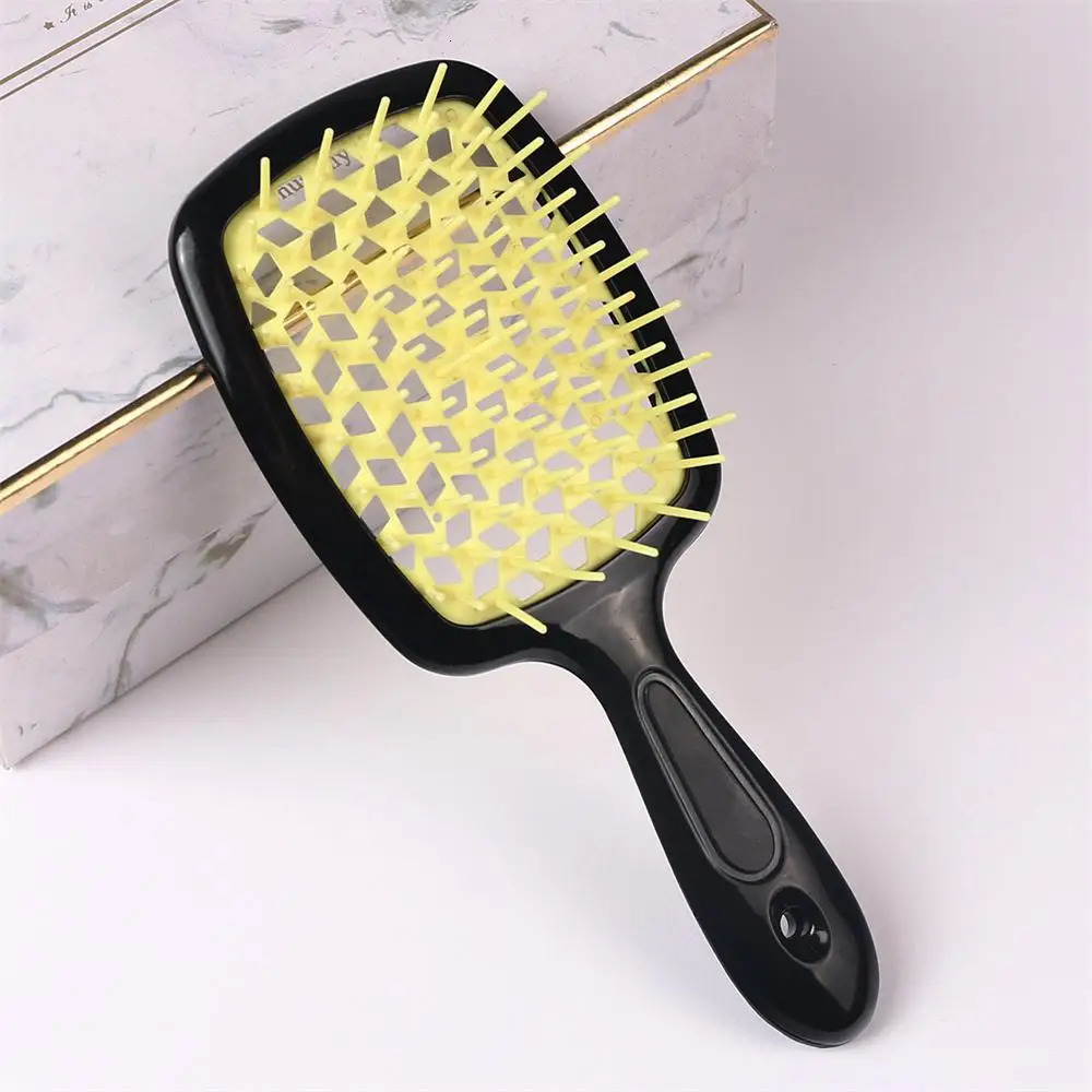 Hair Comb Square Hollow-carved n Styling Tools Massage Comb Color Splicing Reduce Tangles Hair Care/styling Smoothing Comb 241225
