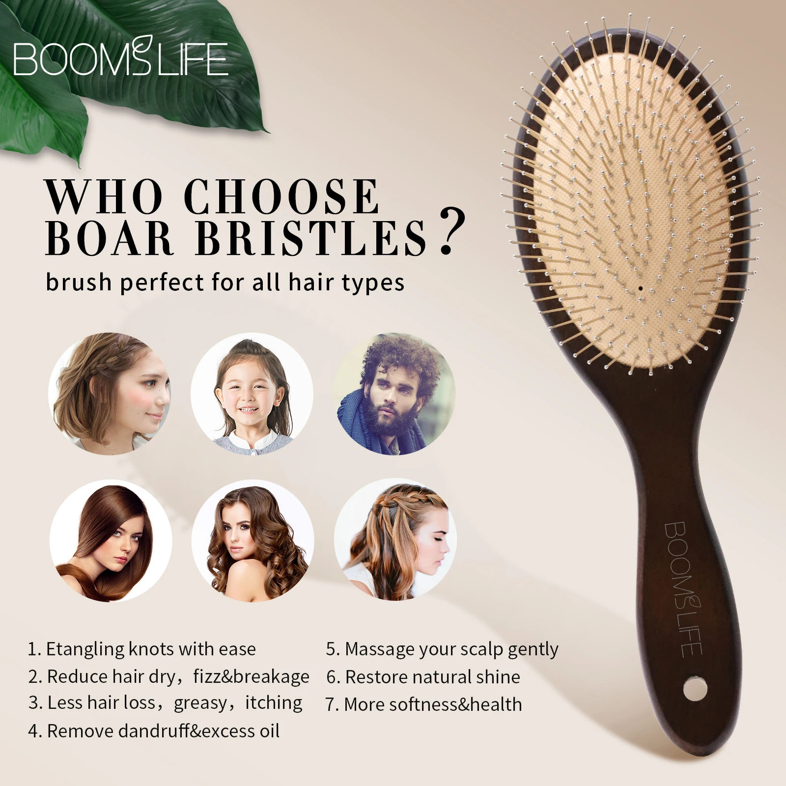 Head Massage Brush Steel Hair Brush Wood HairBrush With Steel Needle Scalp Airbag Hair brush For Hair Combing 241225