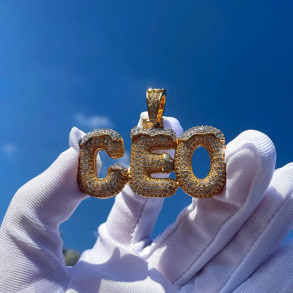 Hip Hop Custom Iced Out Personalized Initial Name Letter Zircon Diamond Pendant Necklace For Women Jewelry 241226