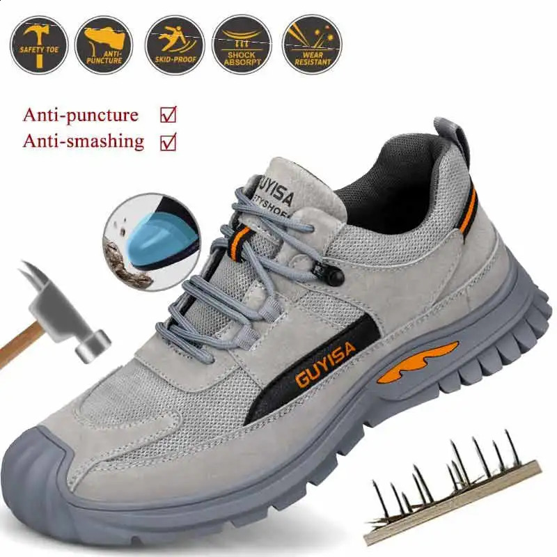 Mens Sneakers Indestructible Protective Shoes Mens Safety Shoes Steel Toe Puncture Resistant Work Shoes Mens Boots 241226
