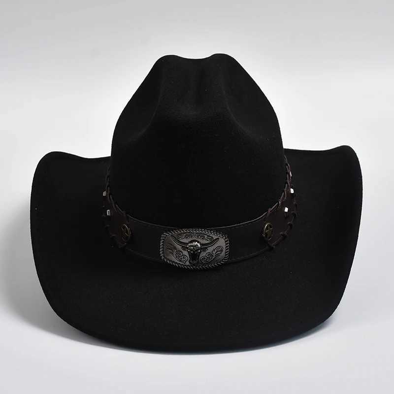 New artificial wool Western cowboy hat womens retro wide Brim Fedoras hat gentlemens La Cowgirl jazz hat W241225