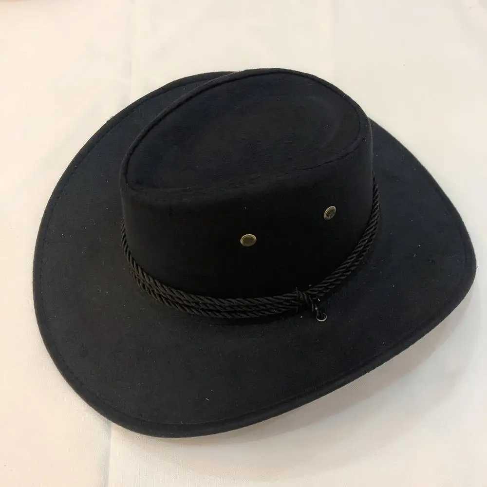 Mens Western Cowboy Hat Suede Spring Summer Mens C Sunshade Horse Outdoor Cycling Solid Color High Quality New Fashion Crimp Gift W241225