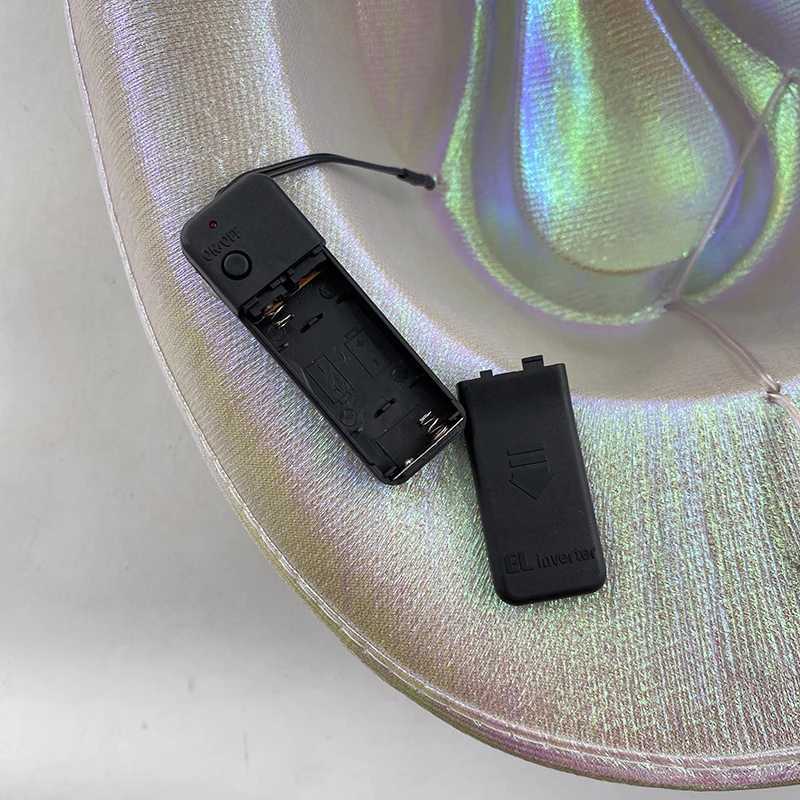 Fashionable silk thread pearl denim hat fluorescent decoration prop lights up denim C luminous neon night club W241225