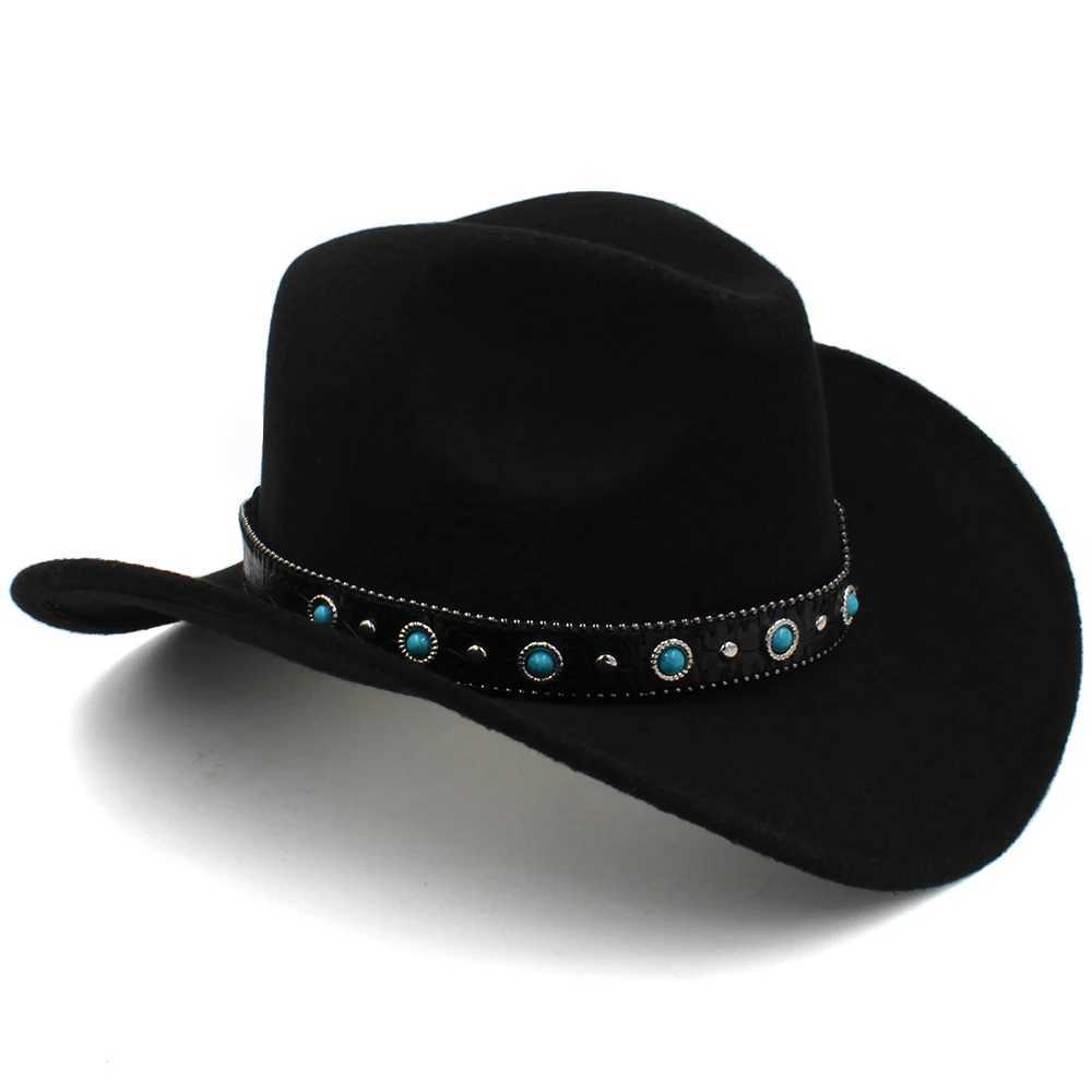 Size 3 Parents Children Men and Women Children Wool Western Cowboy Hat Wide Brim Sunhat Party Travel Outdoor C Classic Retro W241225