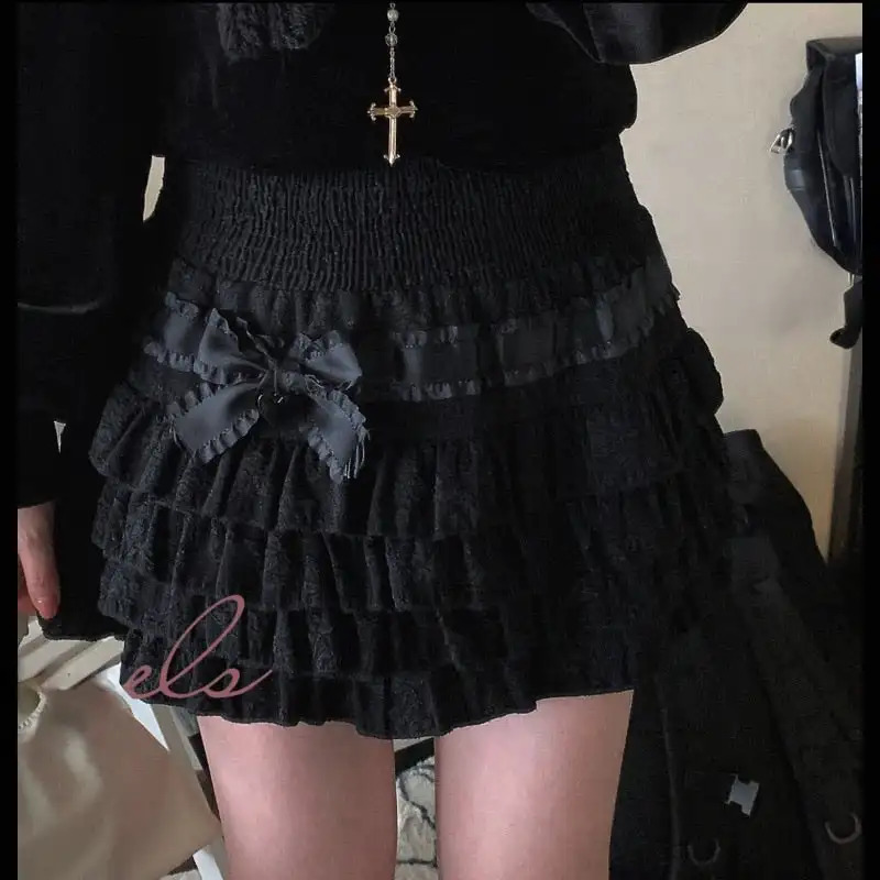 Gaono Lolita Cake Mini Skirts Women Japanese A-line High Waist Pleated Skirt y Kawaii Love Y2k Layered Skirts Fairy Outfit 241224