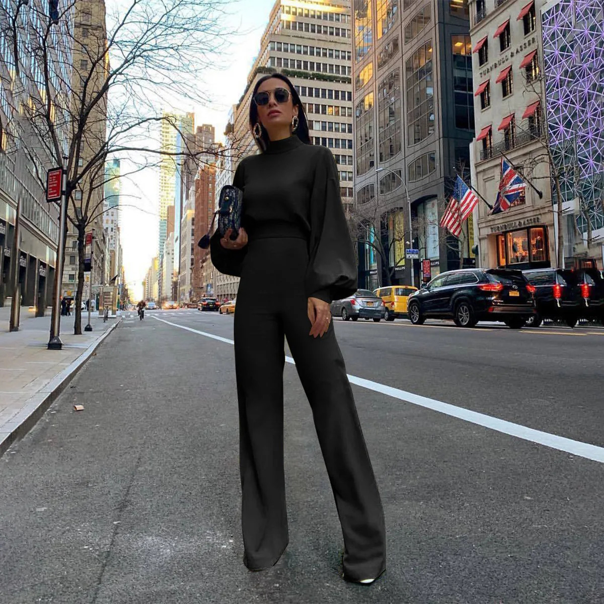 Autumn Long Sleeve Wide Leg Jumpsuit For Women Elegant Romper Vintage Streetwear Jumpsuits Office Women Jump Suit Woman 241225