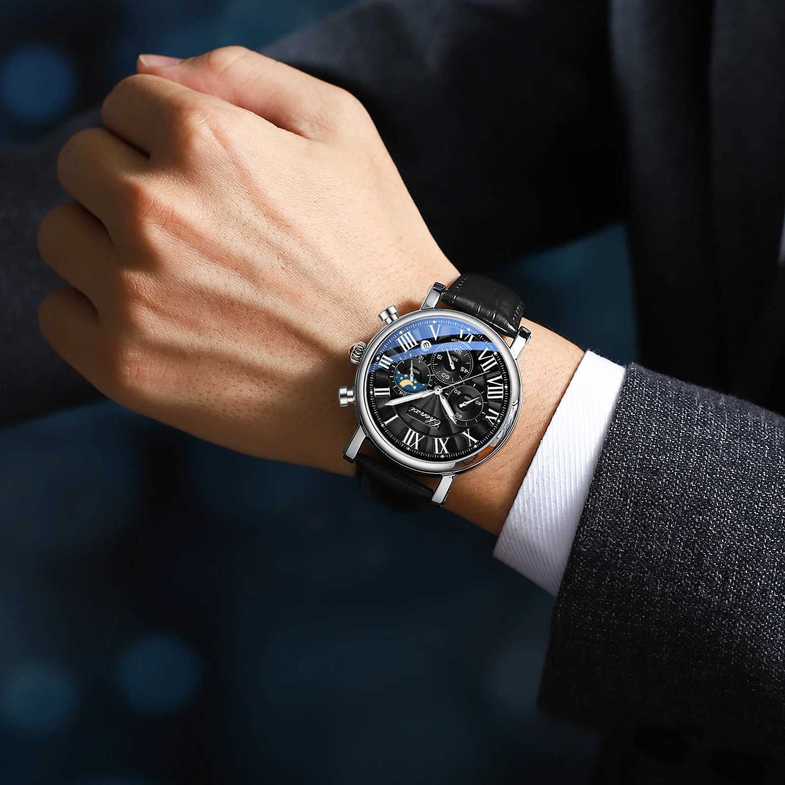 New Arrival CHENXI 973 Multi functional Business Moon Phase Waterproof Roman Simulation Imported Mens Watch Dial Quartz Leather Watch Z241226