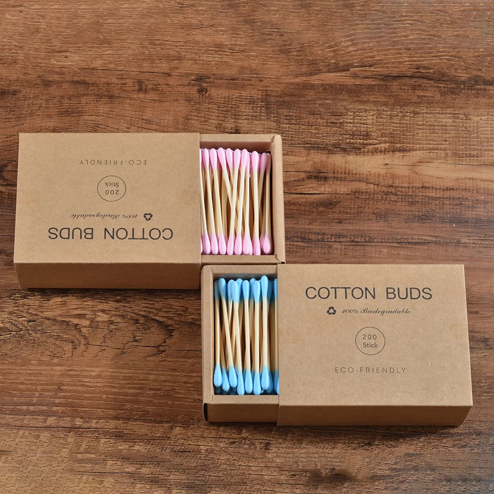 2000Pcs Color Mix Double Head Bamboo Cotton Buds Adults Makeup Cotton Swab Eco Friendly Wood Sticks Nose Ears Cleaning Tools 241226