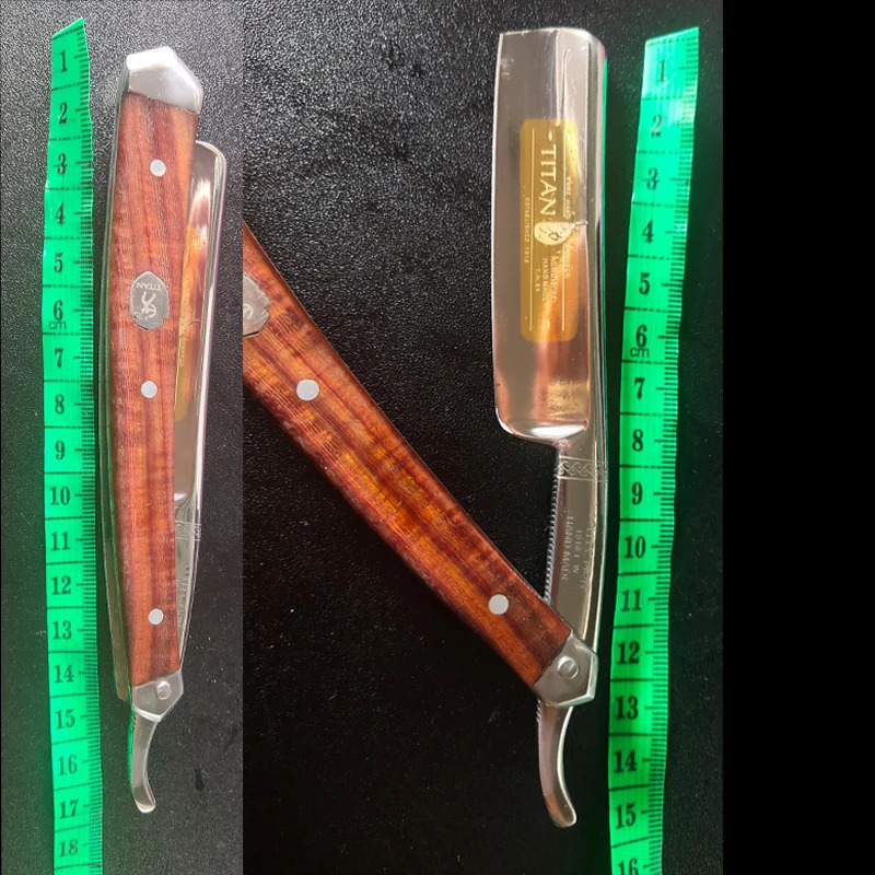 Titan straight razor wooden handle hand made stainless steel blade sharping shaving 241225