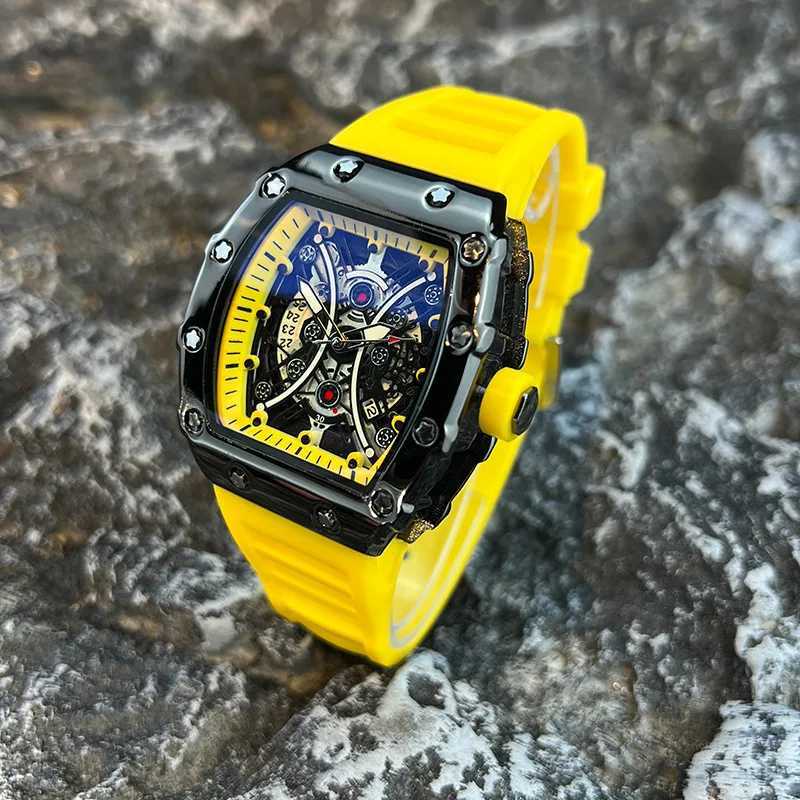 New Arrival Mens Watch Light Luxury Brand Wine Barrel dial Fashionable Night Glow Sports Watch Calendar Clock Watch L146 Z241226