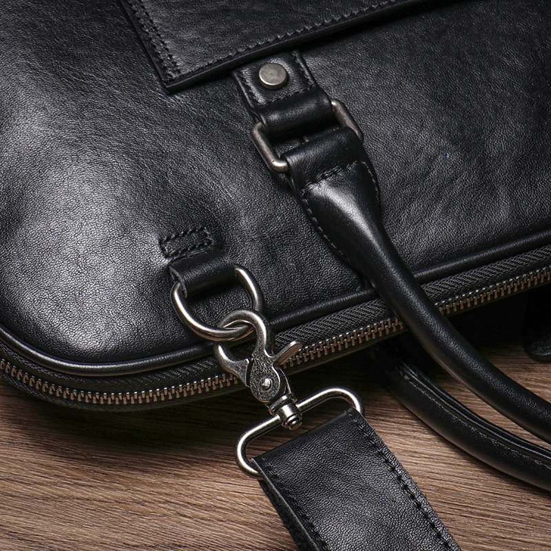 LUOKIR Real Leather Handbag Men Business Travel Briefcase Shoulder Crossbody Portfolio Computer Bag For 15.6 Inch Laptop 241225