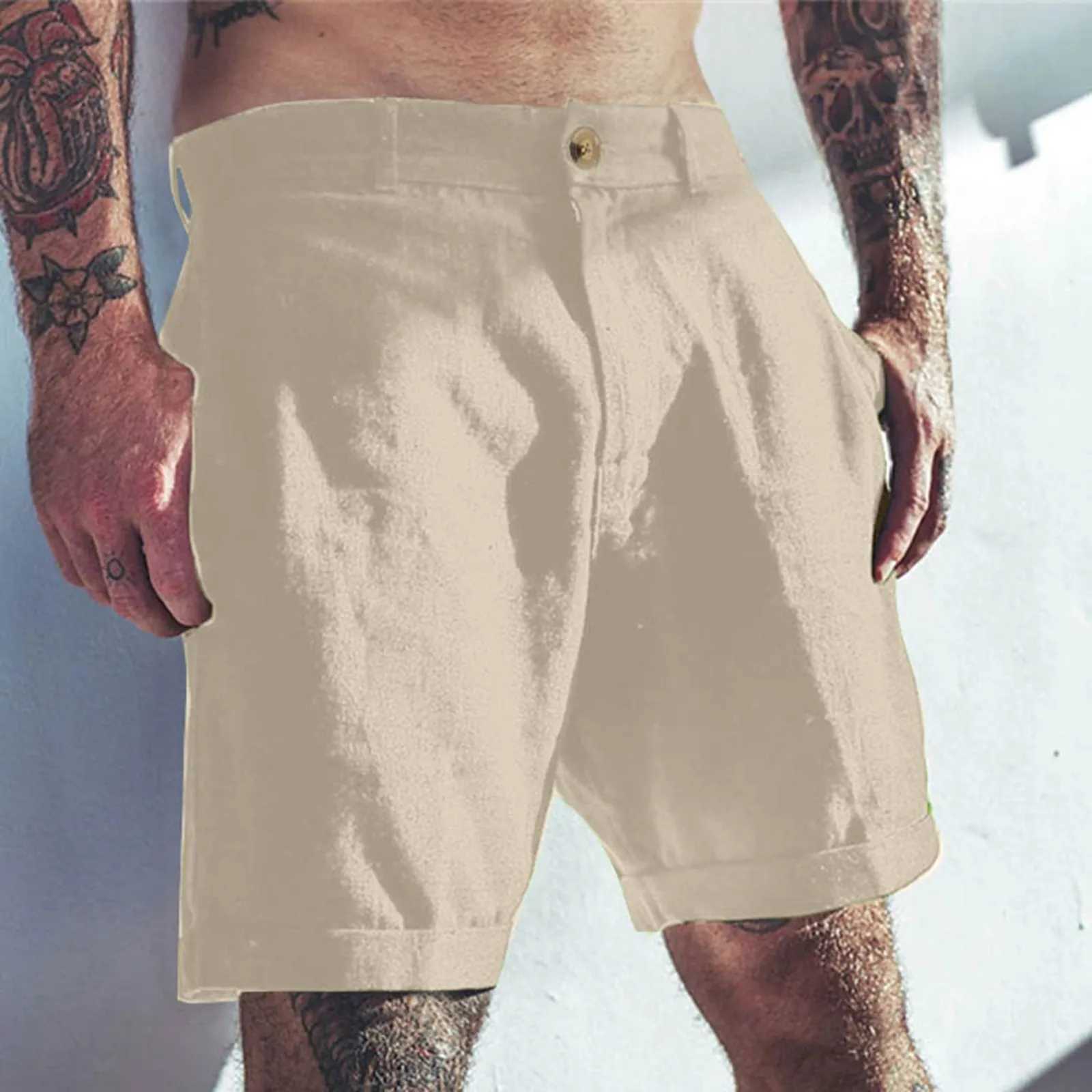 Mens Short Length Mens Linen Short Style Classic Ultra Thin Casual Elastic Waist Summer Beach Short Style Bermuda Para Hombre W241226