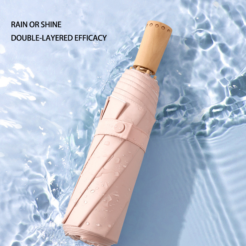 Stylish Three-Section Umbrella with Built-in Sunshade and UV Protection