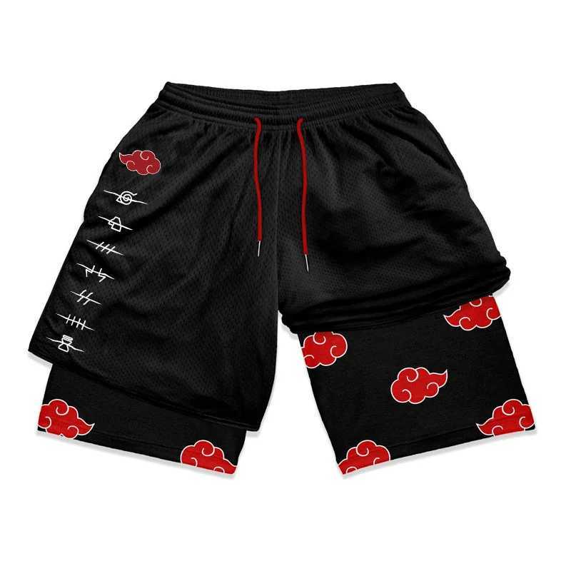 Gym Workout Running 2 in 1 Shorts for Men Summer Athletic Quick Dry Compression Shorts with Pocket Stylish Anime Cosplay CostumeXJ241226