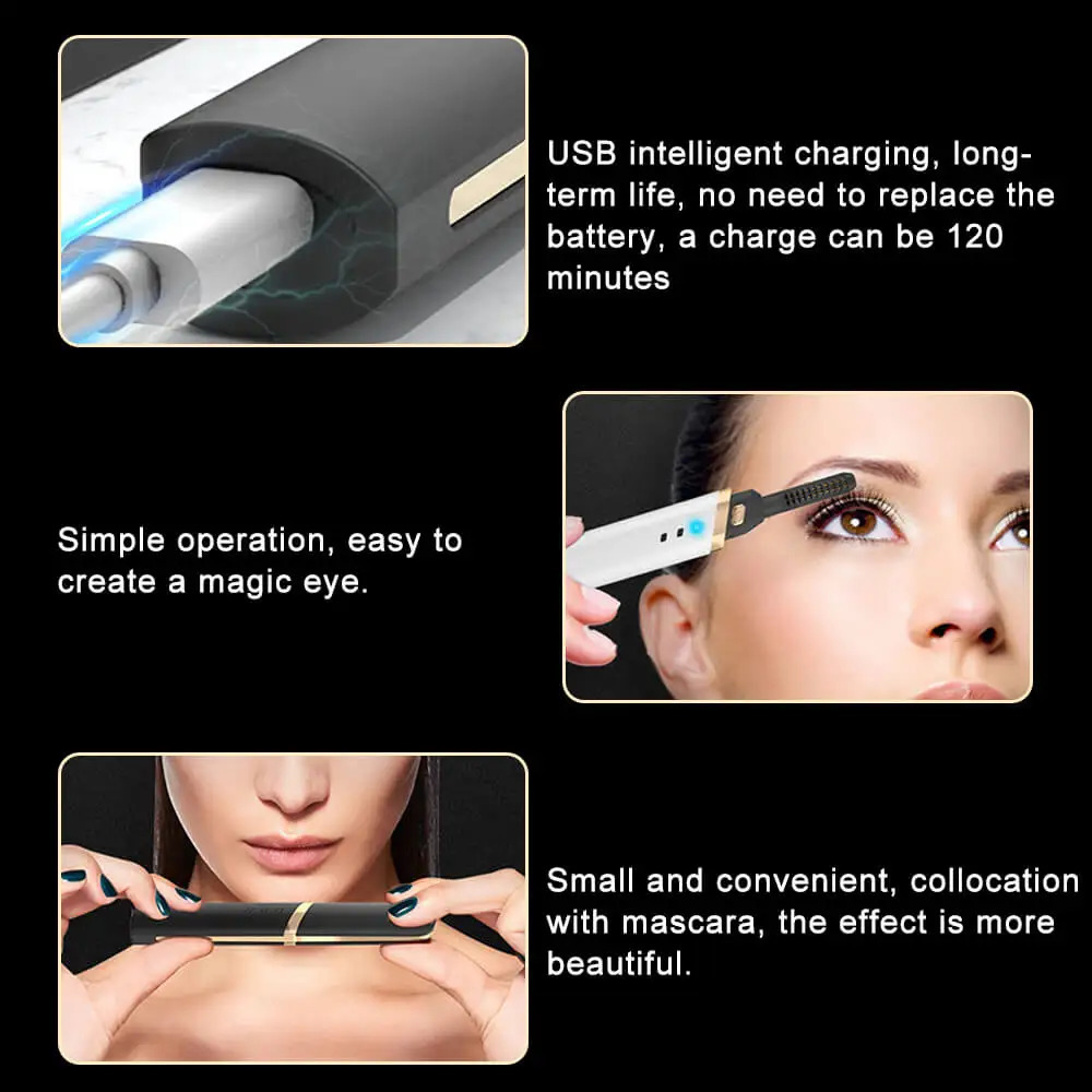Portable Eyelash Curler Pen USB Rechargeable Natural Electric Heating Lashes Curling Device Makeup Beauty Styling Tools 241226