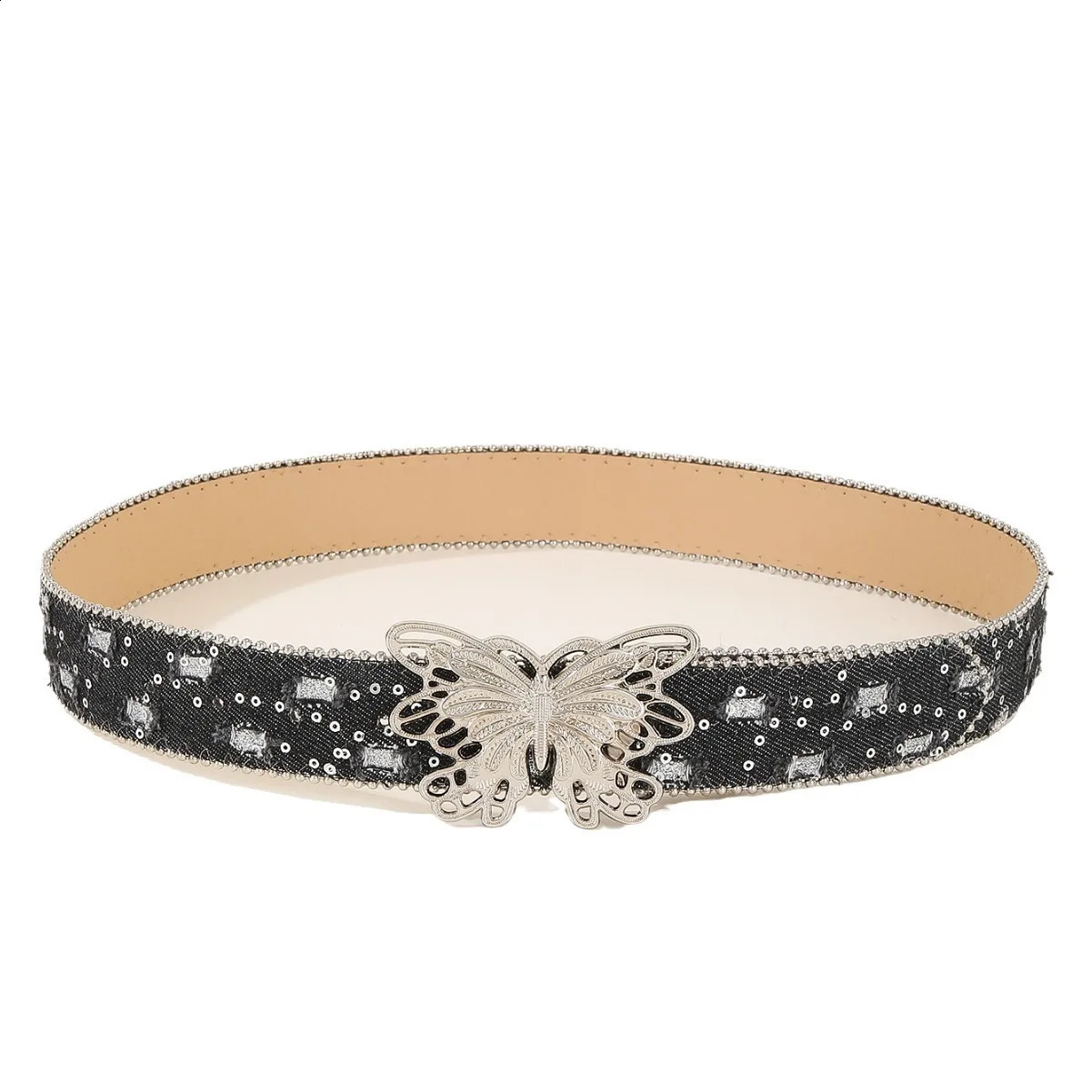 Fashion Vintage Gothic Style Butterfly Smooth Buckle Bb Belt Womens Belt Y2k Jeans Womens Belt 241226