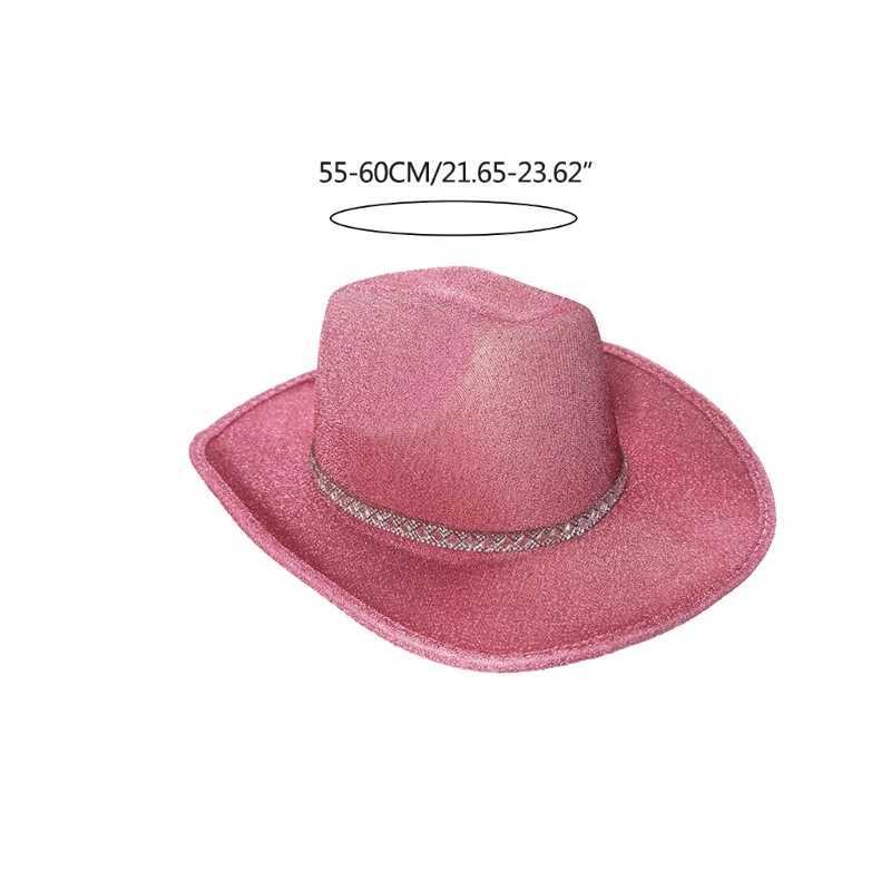 Handmade Wedding Party Bridal Cowboy Hat with Edge Brim Bridal Hat Western Shiny Fedoras Hat Sunscreen W241225