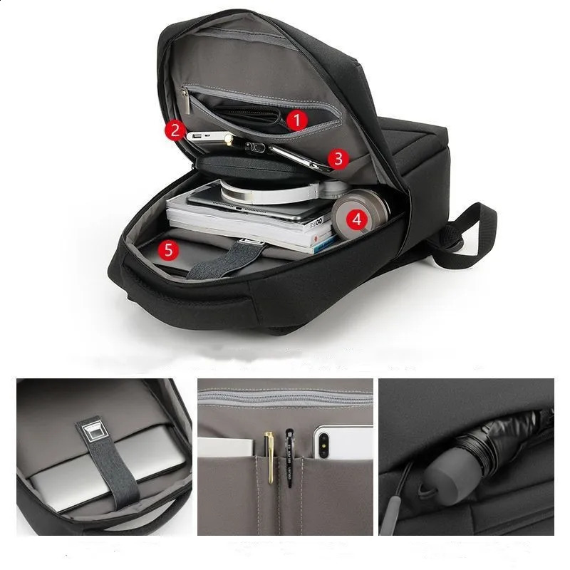 Mens 14 inch Laptop Backpacks Oxford School Bag Fashion Travel Male Mochilas Feminina Casual Women Schoolbag USB Charging 241226