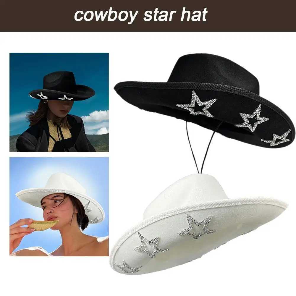 Cowboy Hat Western Style Womens Retro Trench Hat Five Point Dick Party Visor Hat Star Dome Cowboy Accor Y8I9 W241225