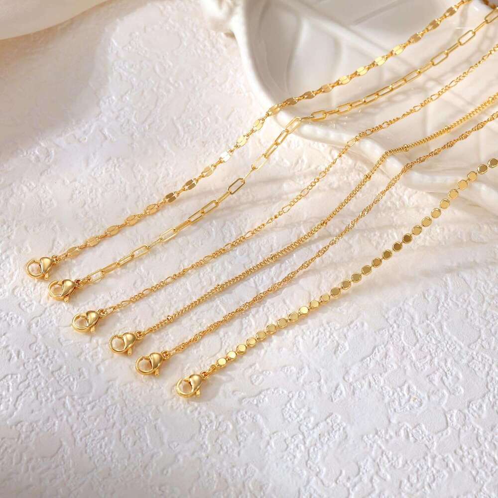 TEWIKY Waterproonkle Bracelets Women, 14K Real Filled Anklets 6PCS Thiny Herringbone Box Paperclip Bead Figaro Cuban k Anklet Set Dainty Gold for Wome