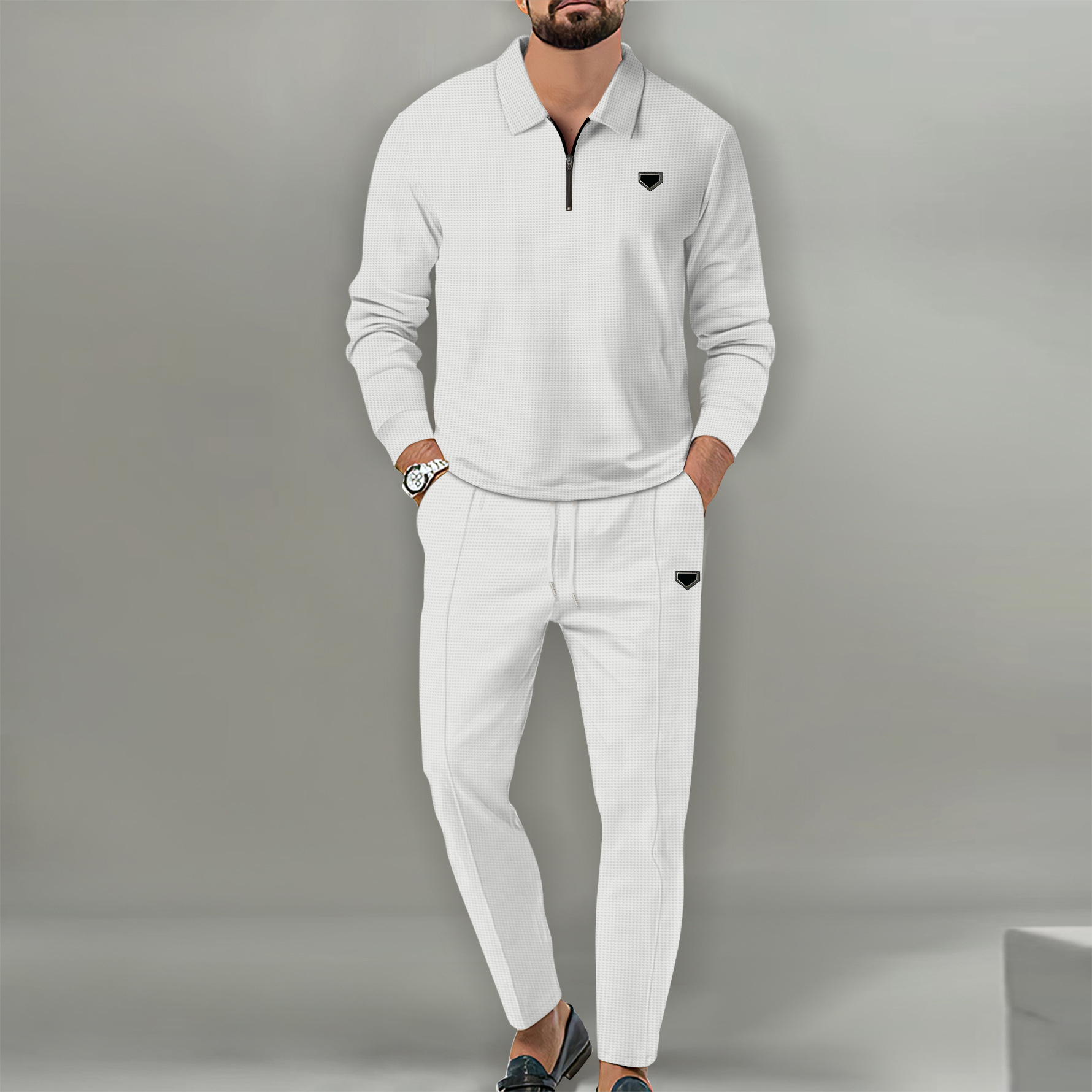 Men's Waffle Tracksuit - Long Sleeve Jacket & Pants, Casual & Stylish 2024 Collection