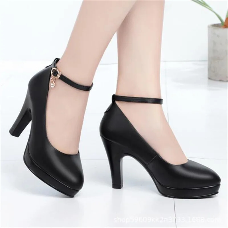 Block Heel Platform Pumps Spring Autumn Women Shoes Women Buckle Strap High Heels Shoes Ladies Elegant Black Office Shoes 241225