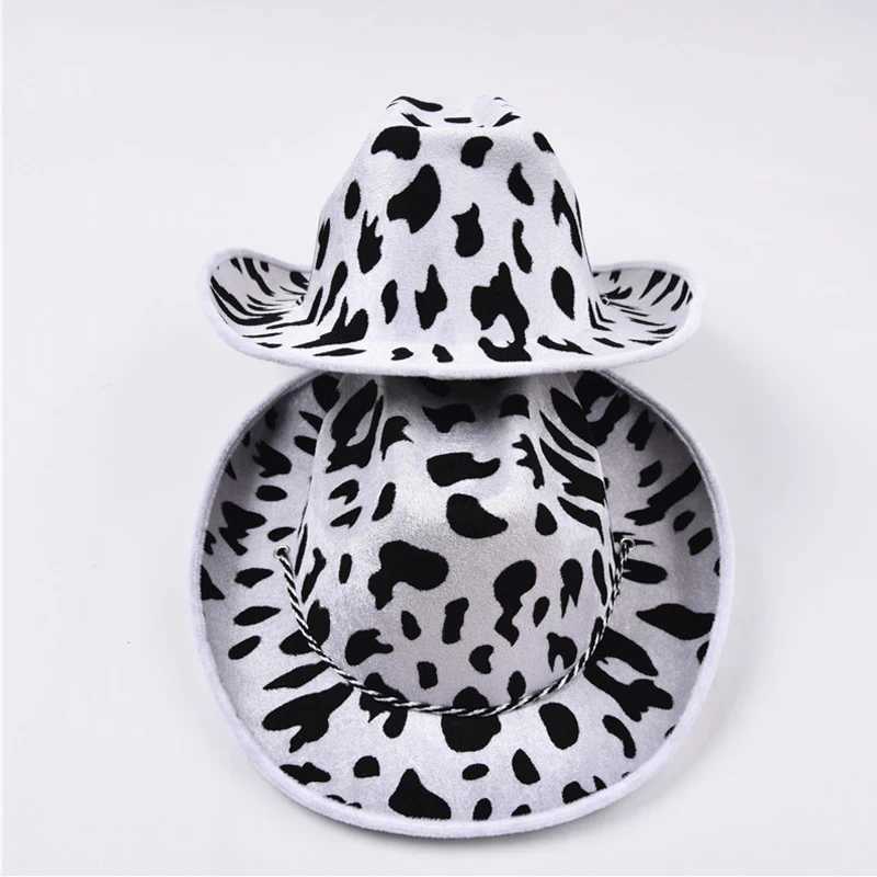 Cowboy Pattern Cowboy Hat Men and Women Outdoor Travel Sombreros De Vaquero Hat Neck Dr String Felt Cowboy C Party Dance W241225