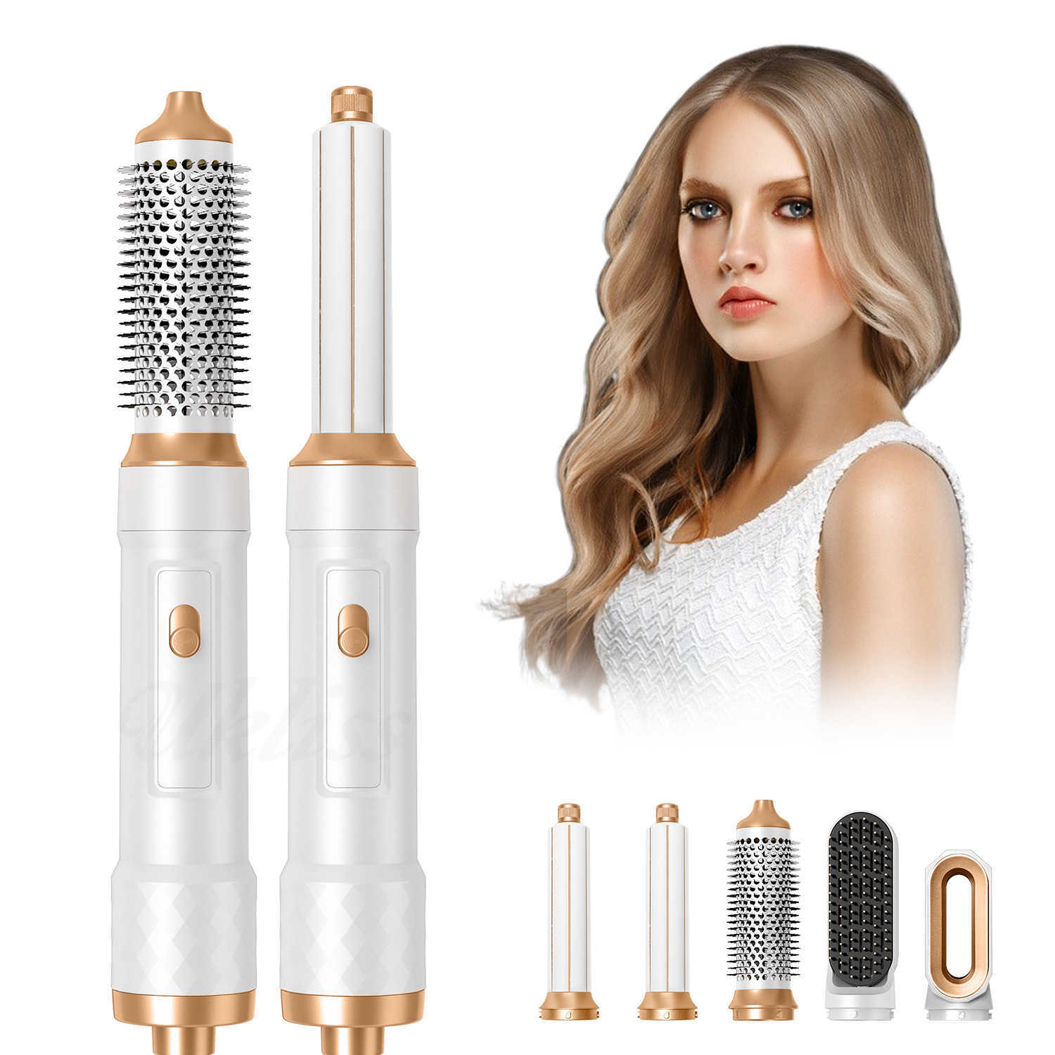 5-in-1 hair removal brush detachable hair dryer comb ion hot air brush hair styling tool electric hot brush air curling wand W241214