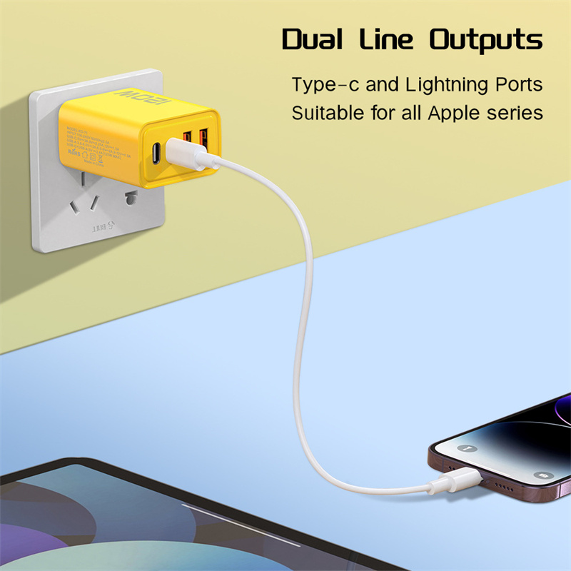 120W Fast Charging 4 Ports Mobile Phone Charger QC3.0 USB Type C Chargers Dual PD Wall Adapter EU/US/UK Plug for iPhone 15 Xiaomi Samsung
