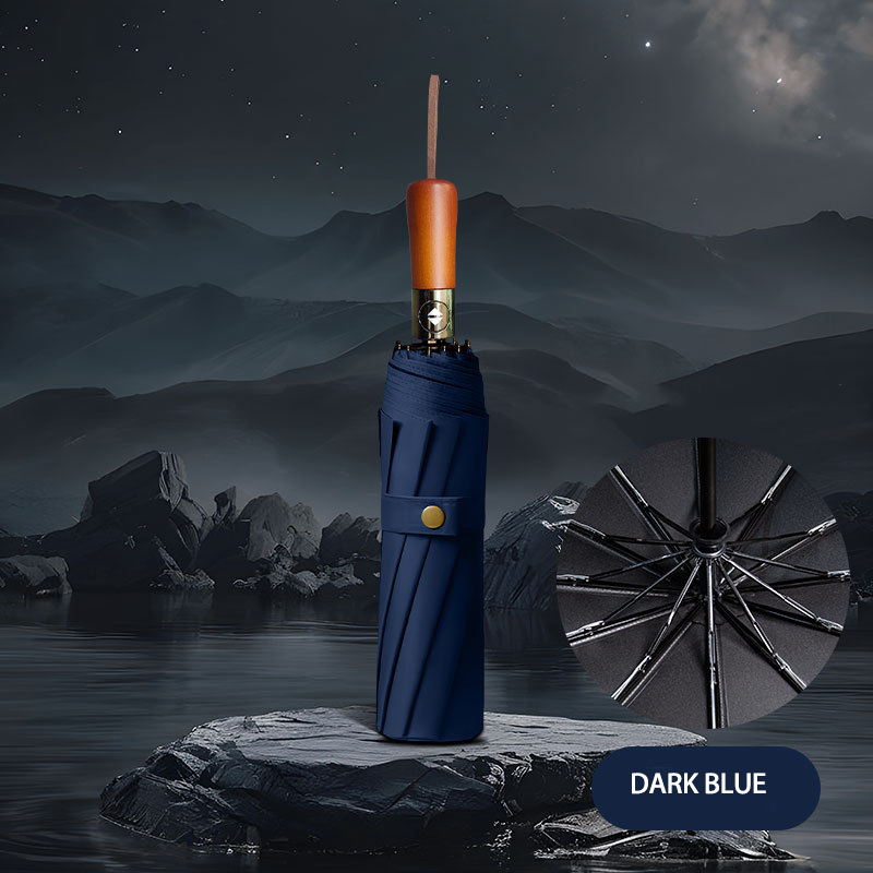 Automatic Advertising Umbrella with Sturdy Wooden Handle Ideal for All Weather Conditions