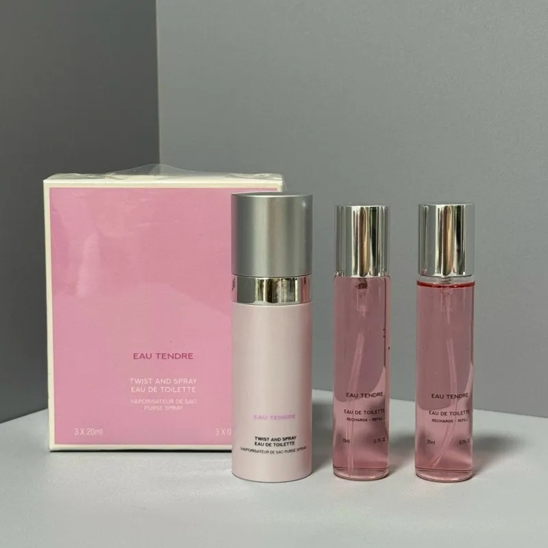 Top selg perfume set tendre twist and travel portable fragrance 3*20ml tube perfumes lady charming eau fraiche spray lasting edt