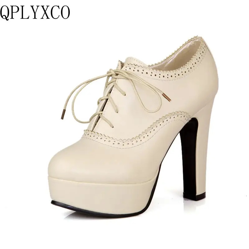 QPLYXCO big small size 31-47 women stiletto high heel shoes sexy lady platform spring fashion lace up pumps shoes 88-8 241225