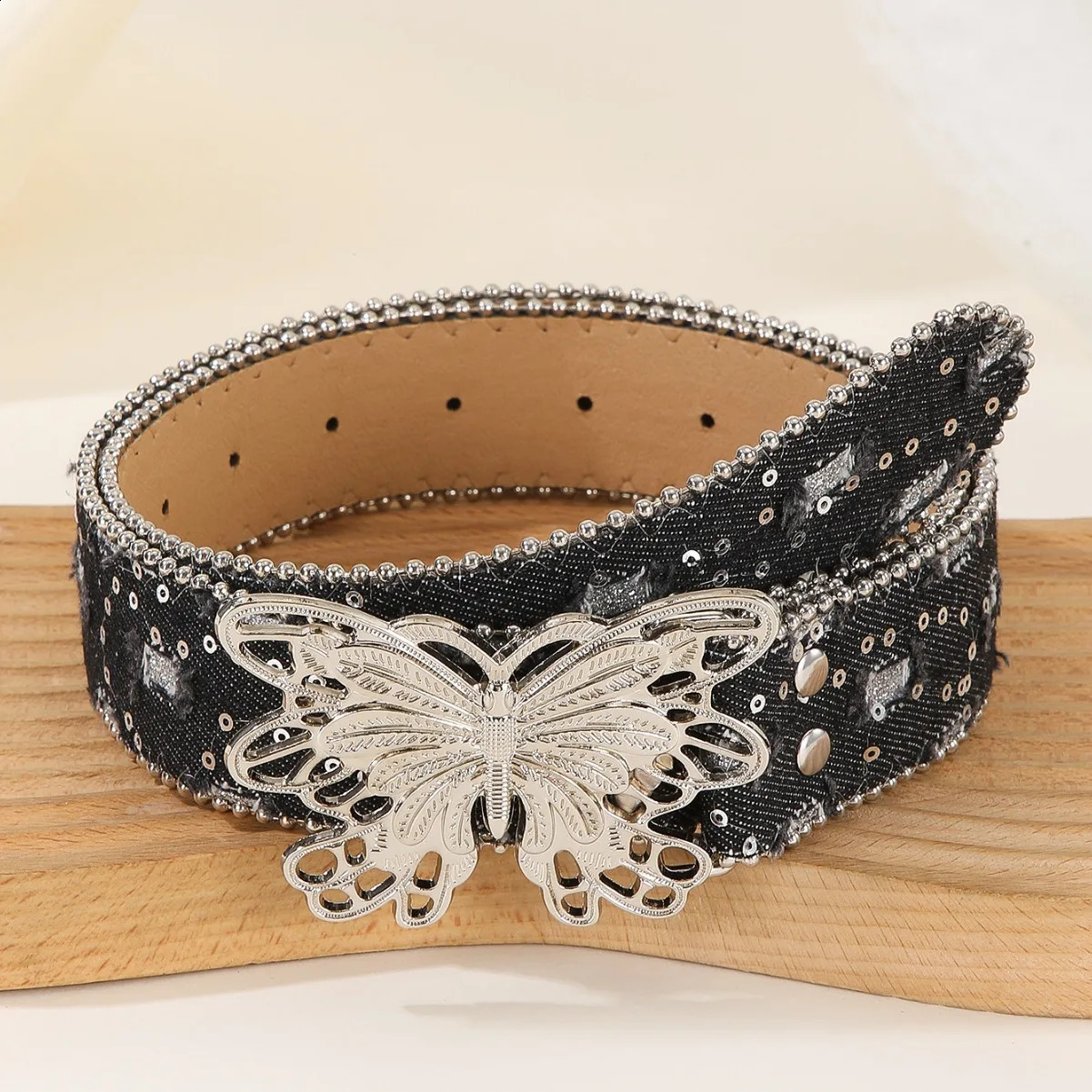 Fashion Vintage Gothic Style Butterfly Smooth Buckle Bb Belt Womens Belt Y2k Jeans Womens Belt 241226