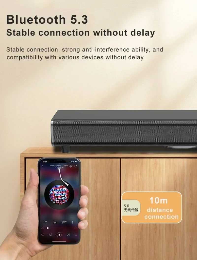 9D Stereo Sound Bar for TV 99cm Length Cinema Leval Subwoofer Speaker AUX U Disk He Wireless Au Wall Z241224