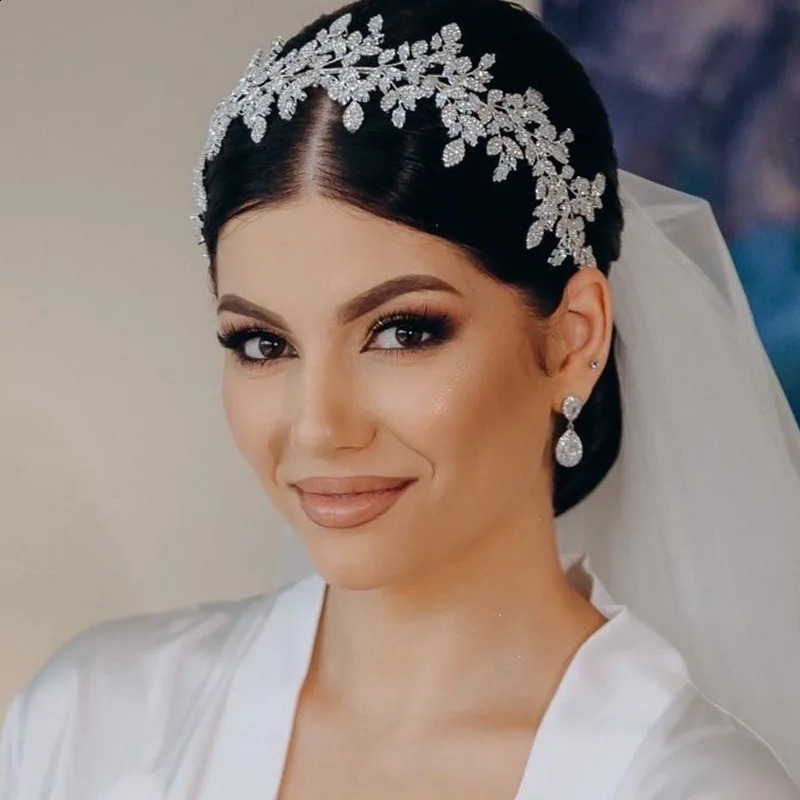 Bridal Headband Zircon Crystal Princess Wedding Headdress Bride Tiaras Crowns Women Party Prom Hair Jewelry Headpieces 241225