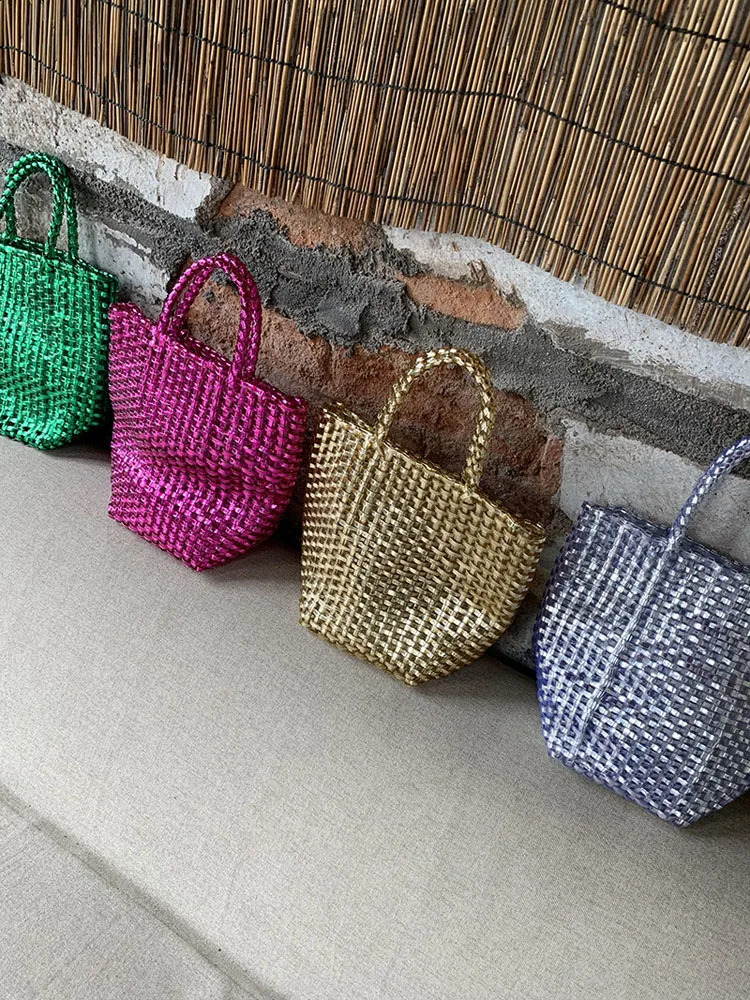 Hylhexyr womens casual handbag vegetable basket woven bag Ins fashion handbag beach bag summer PVC handbag 241223