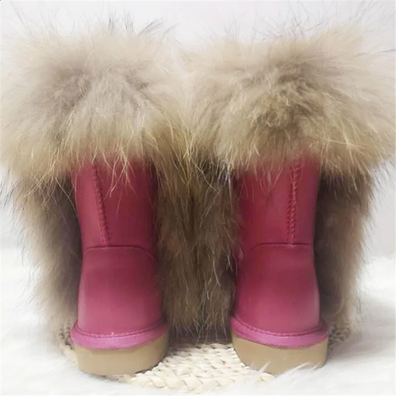 Arrival Non-slip Fox Fur Woman Winter Snow Boots Womens Shoes Genuine Leather Natural Womens Snow Boots Thick Plush241226bj