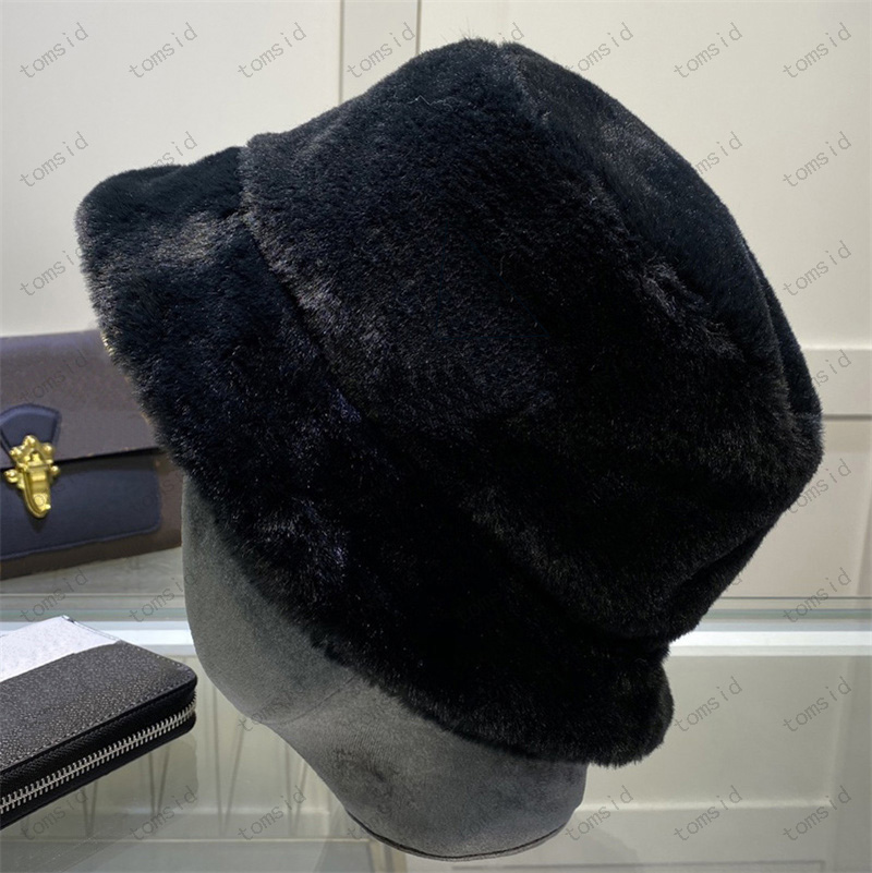 Unisex Winter Brim Hats Warm Bucket Hat Rabbit Fur Luxury Flat Fitted Hat Solid Bonnet Fashion Street Hats Beanies For Women Men