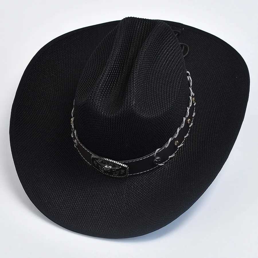 New Retro Western Cowboy Hat for Men and Women Outdoor Wide Brim Beach Sun Hat Cloche Church Sombrero Hombre C W241225