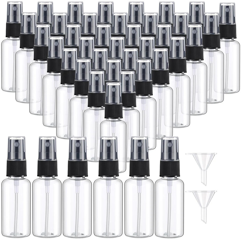 50PCS 10/20/30/50/60/100ml Clear Plastic Empty Spray Bottle with 2 Funnels Travel Bottles for Perfume Skin Toner Essential Oils 241225
