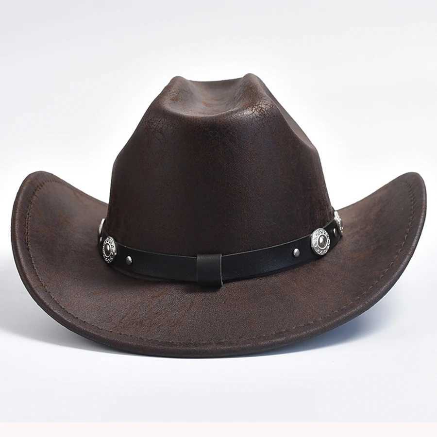 Neutral artificial leather western cowboy hat retro gentleman cowboy girl jazz hat Sombrero Hombre W241225