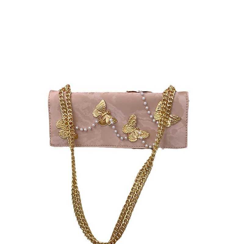 Evening Bags Fresh Sweet Niche Shoulder Underarm Bag New Chinese Style Metal Butterfly Chain Crossbody Bag 241226