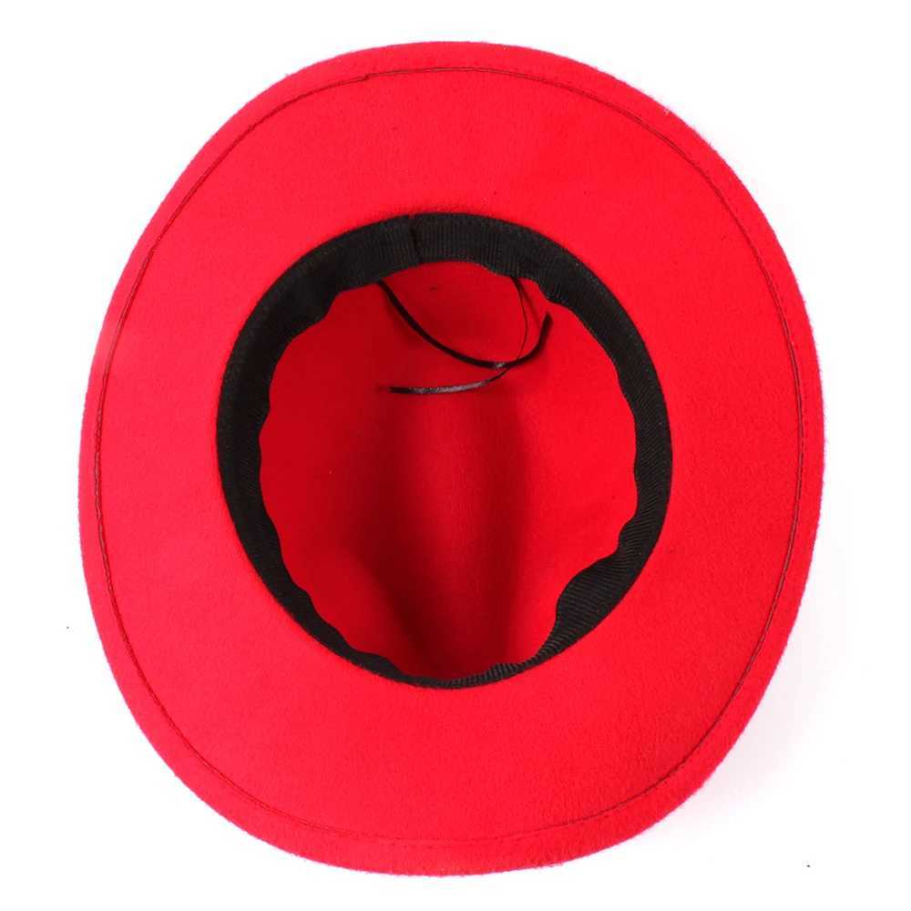 Womens Mens Wool Hollow Western Cowboy Hat with Fashion Belt Gentleman Jazz Cowboy Toka Straw Hat W241225