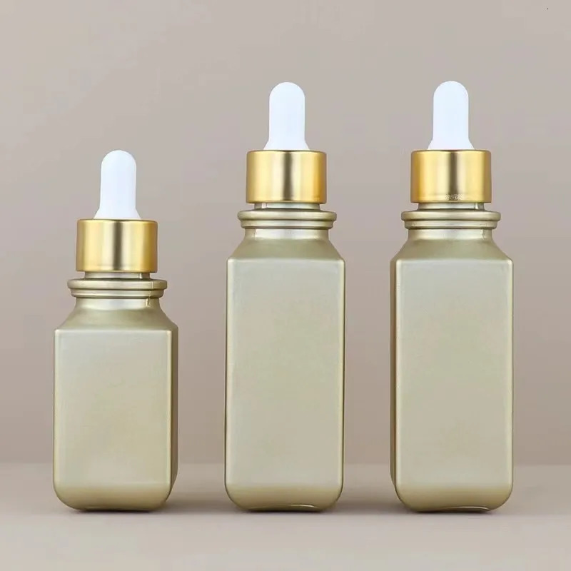 30/50ml Essential Oil Glass Aroma Liquid Matte Gold Drop Empty Dropper Bottles Massage Pipette Bottle Refillable 241225