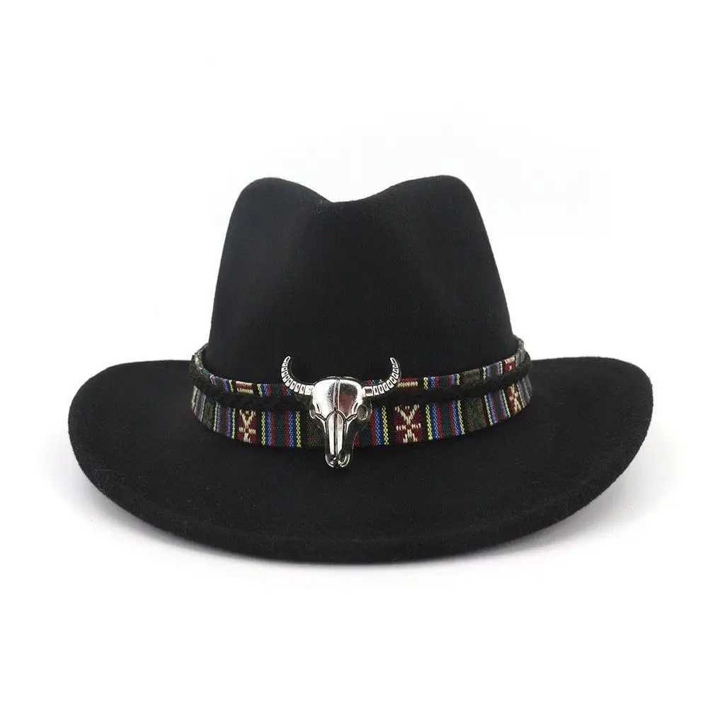 Mens and Womens Cowboy Hat Jazz Hat Curling Dance Performance Cs for Men Gorras Para Hombres Casquette Homme W241225
