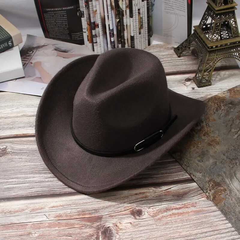 Cowboy Jazz Hat Fashion Fedoras Outdoor Mens and Womens Western Cowboy Hat with Belt Outdoor Casual Fashion Fedoras Jazz Hat W241225