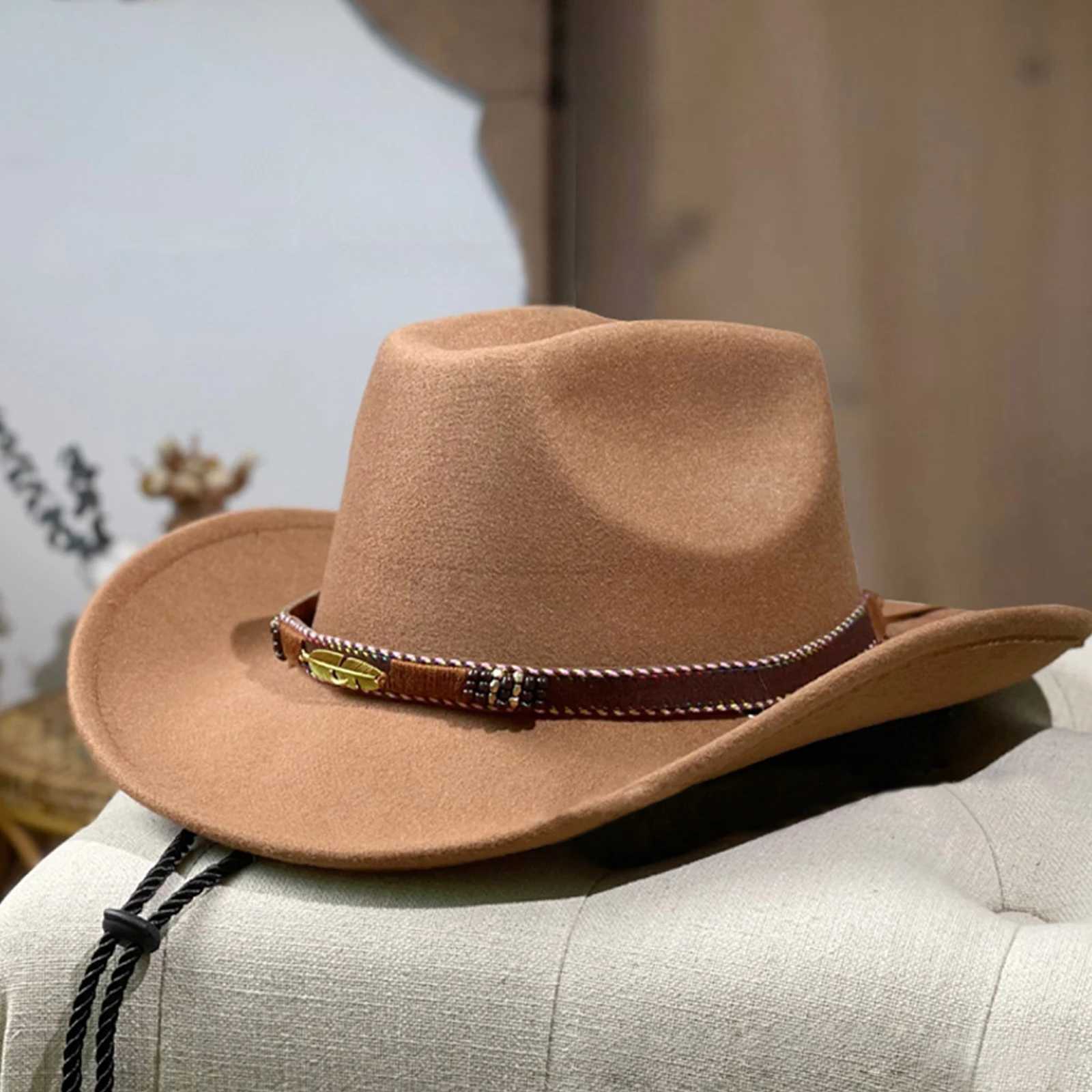 American western cowboy hat Childrens autumn and winter outdoor travel performance hat Big cone Xizang wool jazz hat W241225
