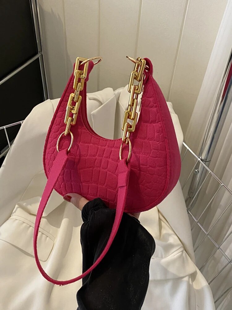 2023 New Fashion Chain Personality Trend Single Armpit Hundred With Crescent Moon Bag For Women